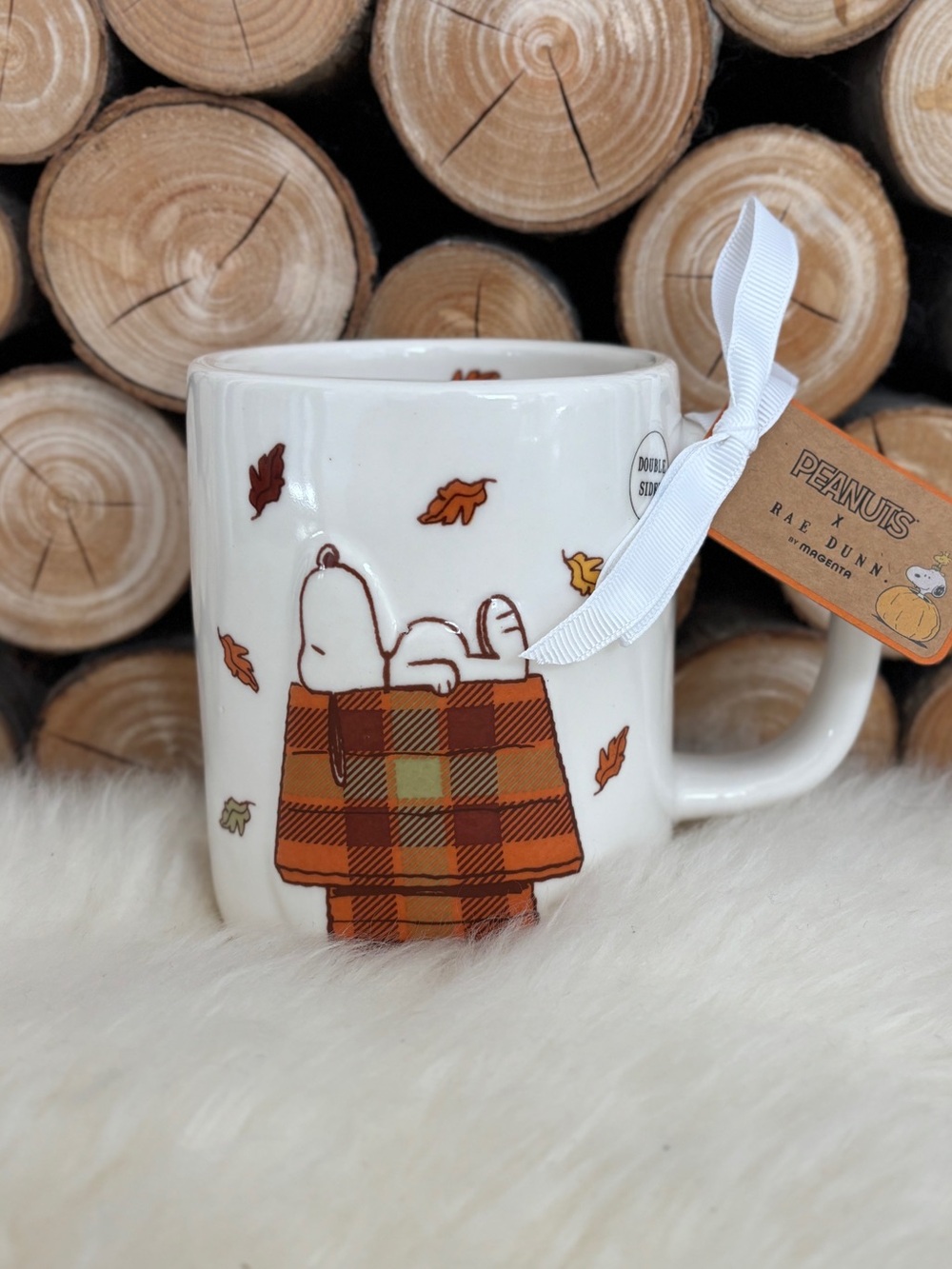 Peanuts x Rae Dunn Snoopy Plaid Autumn Mug Fall is in the Air - Picture 2 of 12